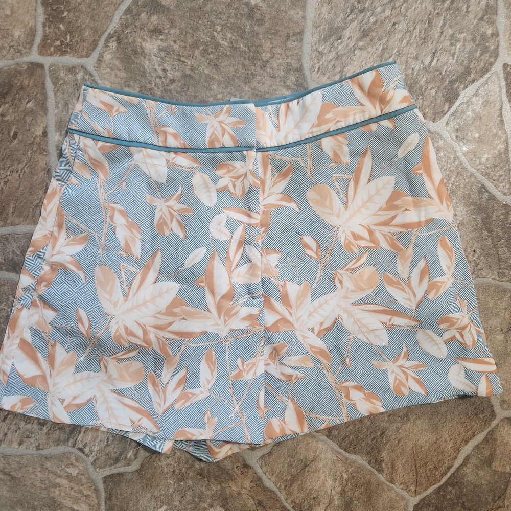 H&M High Waist Floral Shorts in Blue and Tan